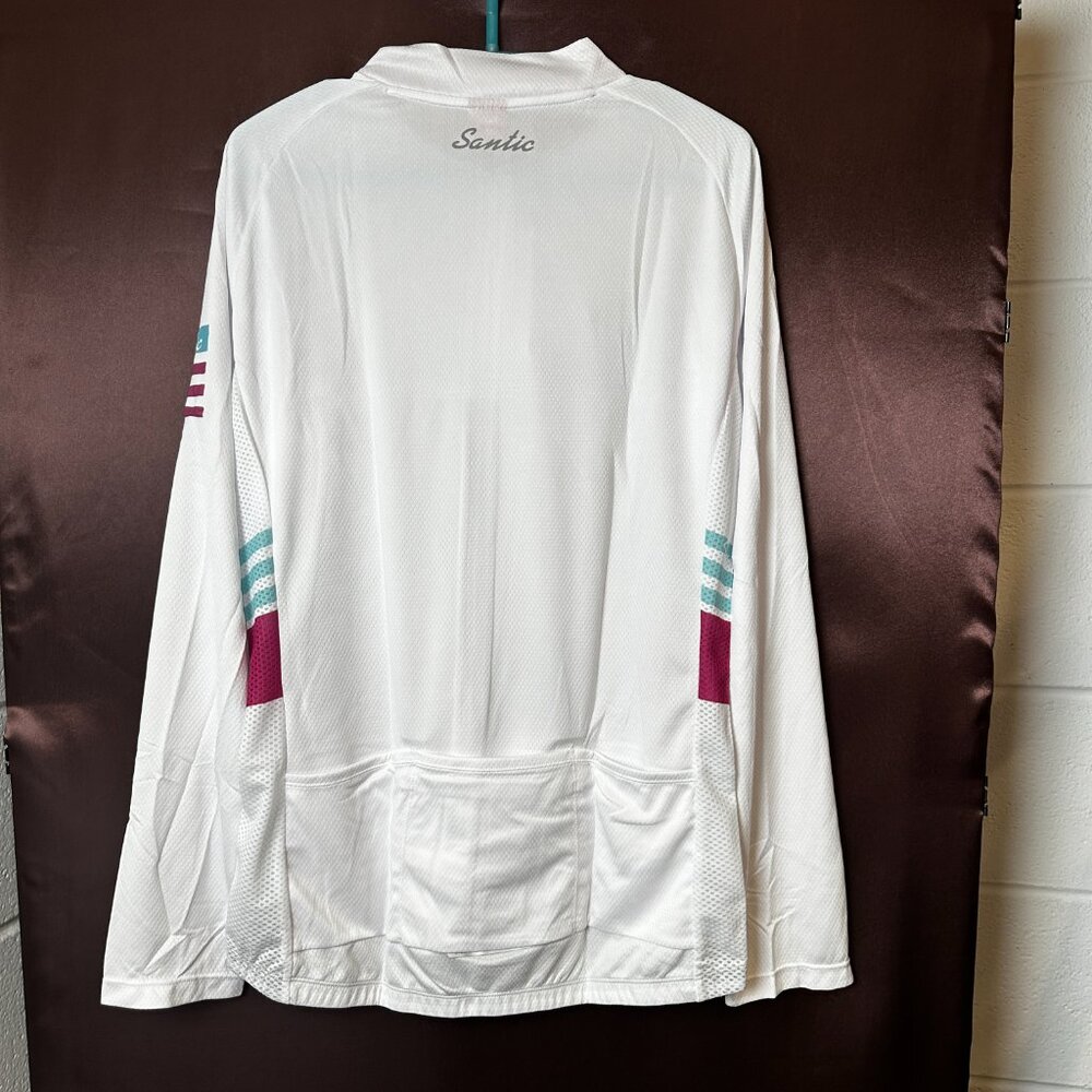 NWT Santic Olivia Women's S-2XL White Cycling Jersey Long Sleeve Full Zip, Rear - Picture 10 of 12